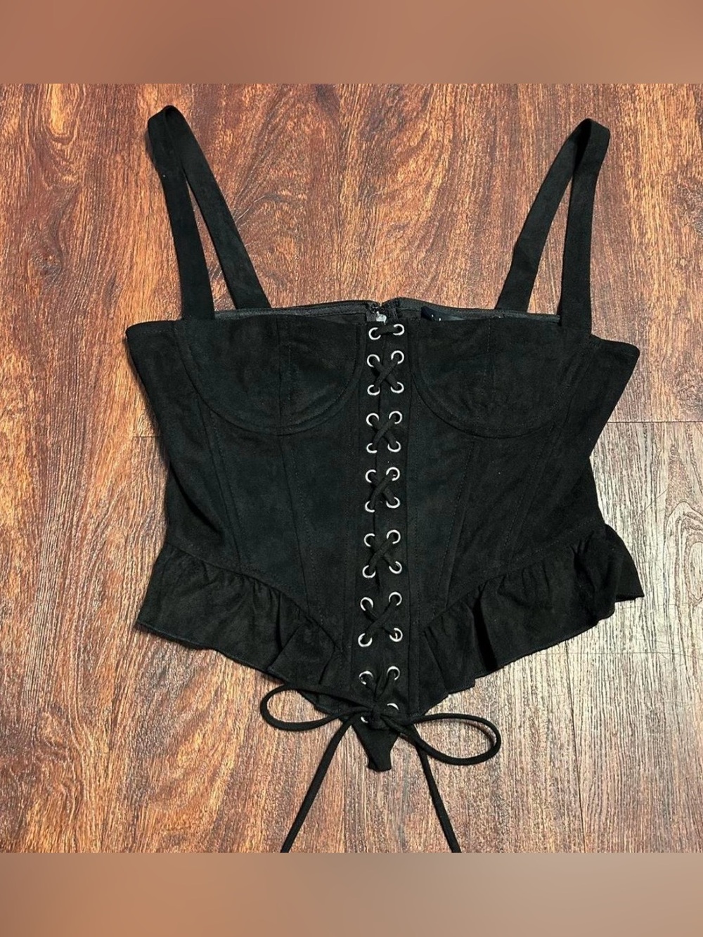 Black Lace-Up Corset Tank Top - Lioness NWT